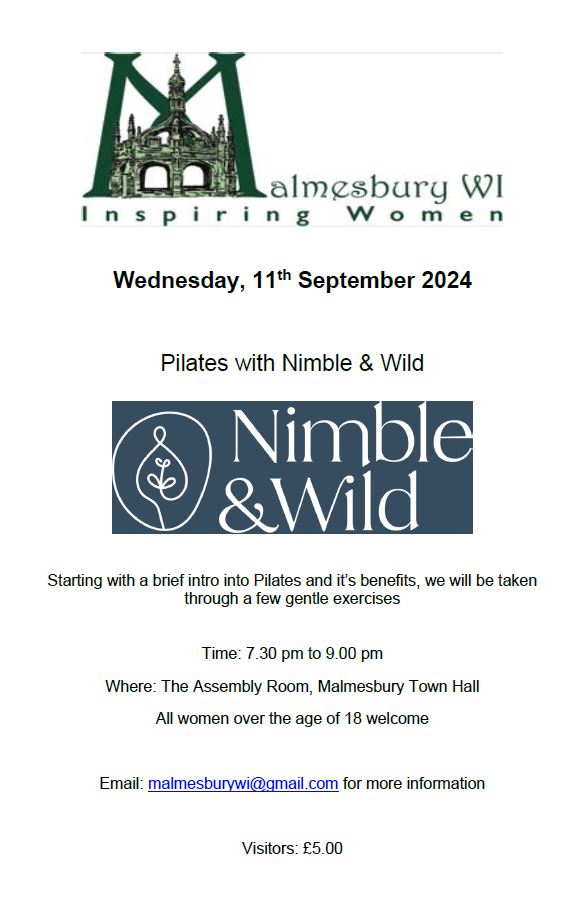 Malmesbury WI September Meeting - Pilates with Nimble & Wild